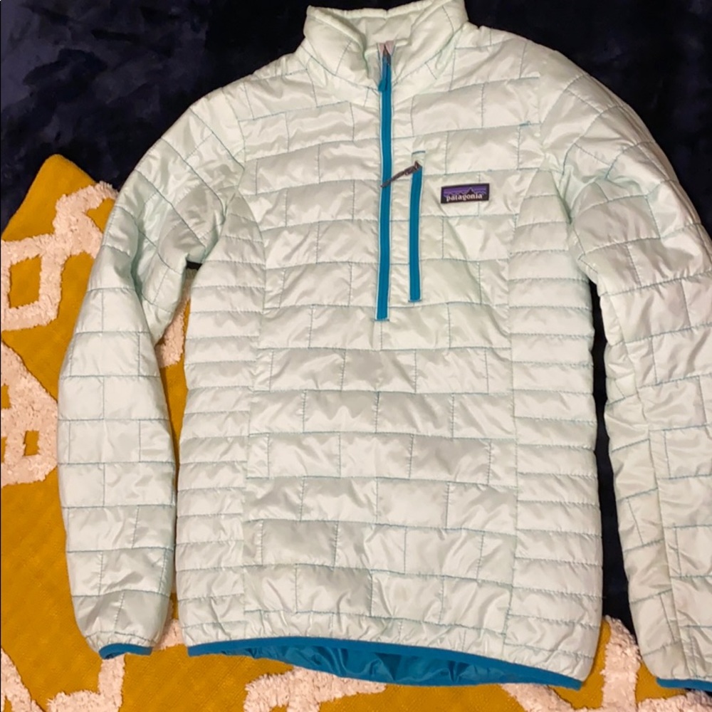 Patagonia nano puff 1/4 zip in Arctic Mint